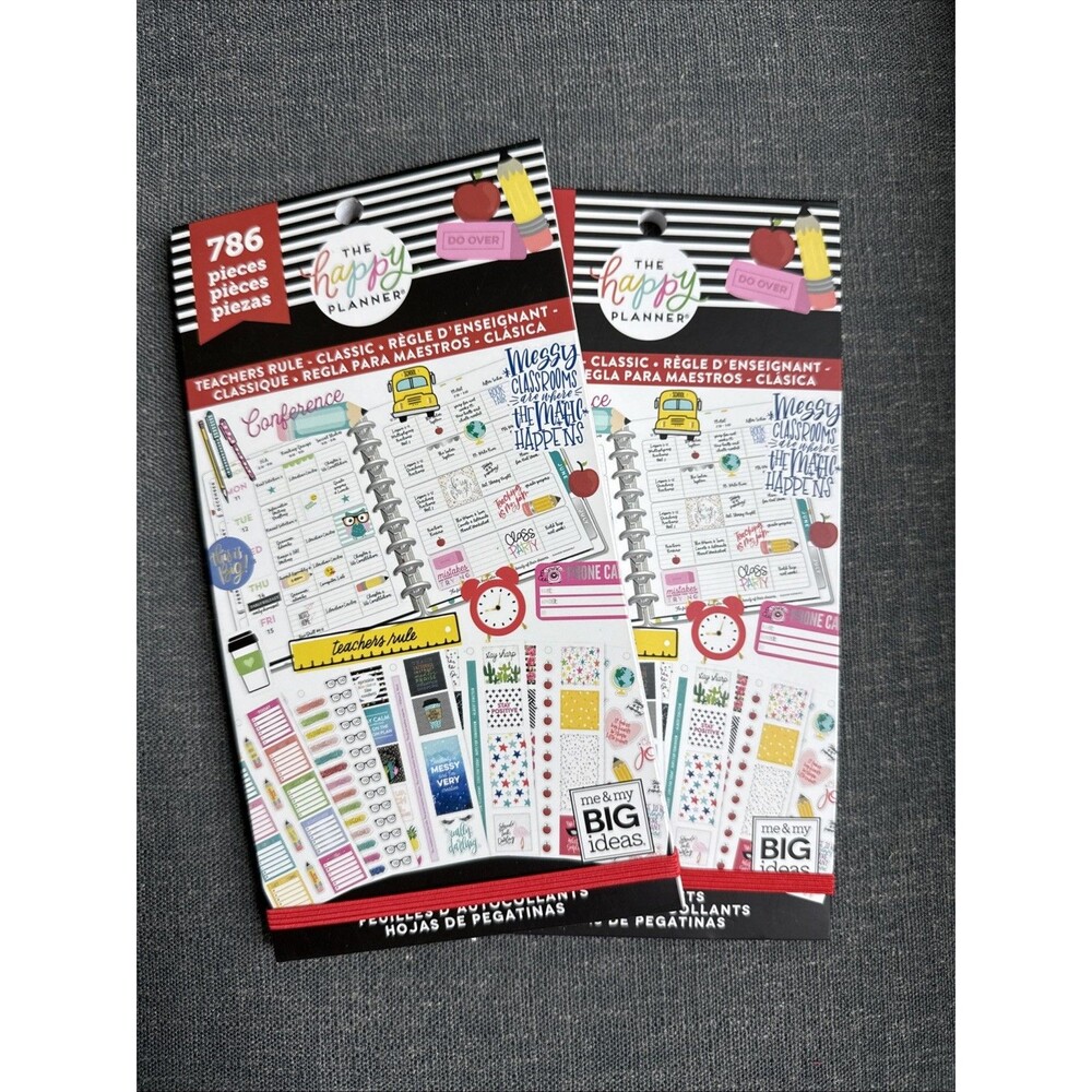 Set Of 2 The Happy Planner Teachers Rule Sticker Book 786 Pieces NEW